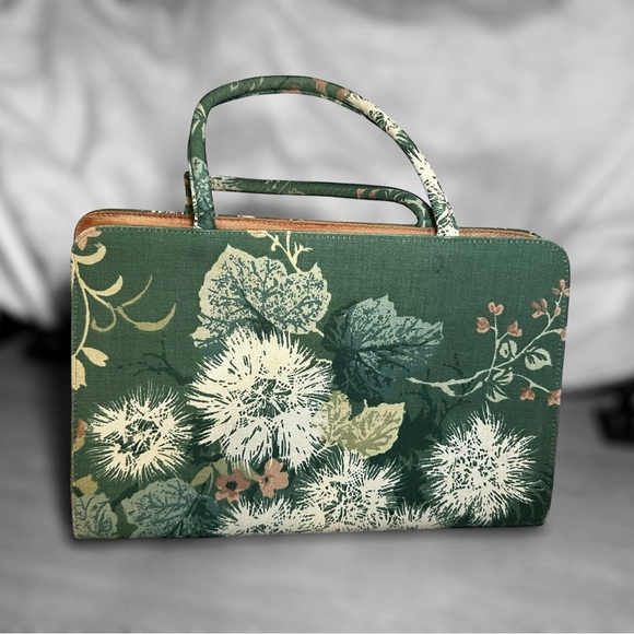 Rare Vintage Margaret Smith Fabric Handbag Maine Top Handles Floral Print - Picture 2 of 6